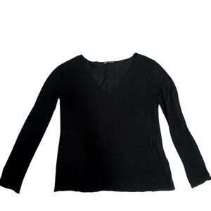 VGUC Zara Black Long Sleeve V-Neck Top – Size XL